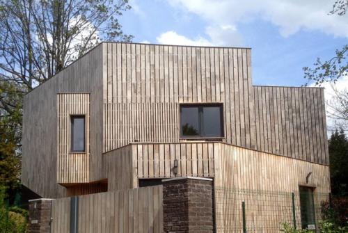 Komplette Fassade aus Robinienholz